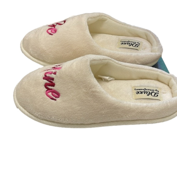 Dearfoams women’s size S 5-6 memory foam slippers cream pink Be Mine Valentine - Picture 4 of 6